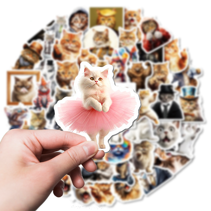 Katzen Sticker Set – 50 matte Vinyl-Aufkleber mit Katzenmotiven