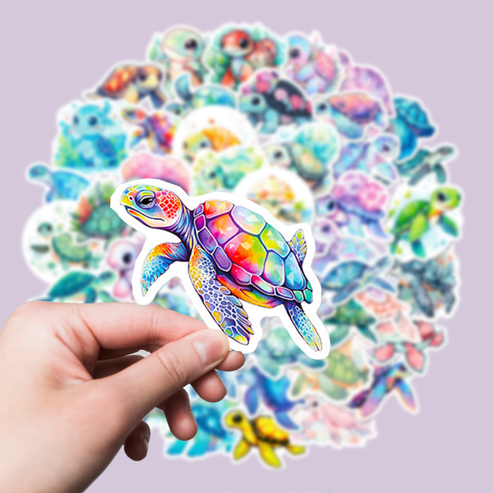 Schildkröten Sticker Set – 50 bunte Cartoon Vinyl Sticker