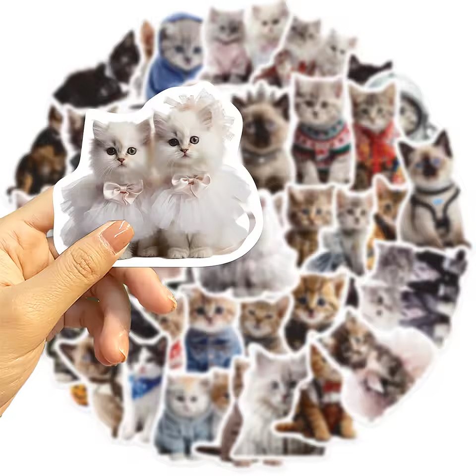Katzen Sticker Set – 50 Motive aus mattem Vinyl, wasserfest