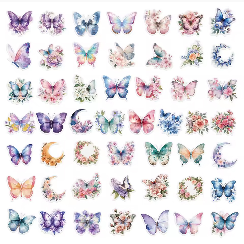 Schmetterling Sticker Set transparent – 50 Motive aus PET-Folie