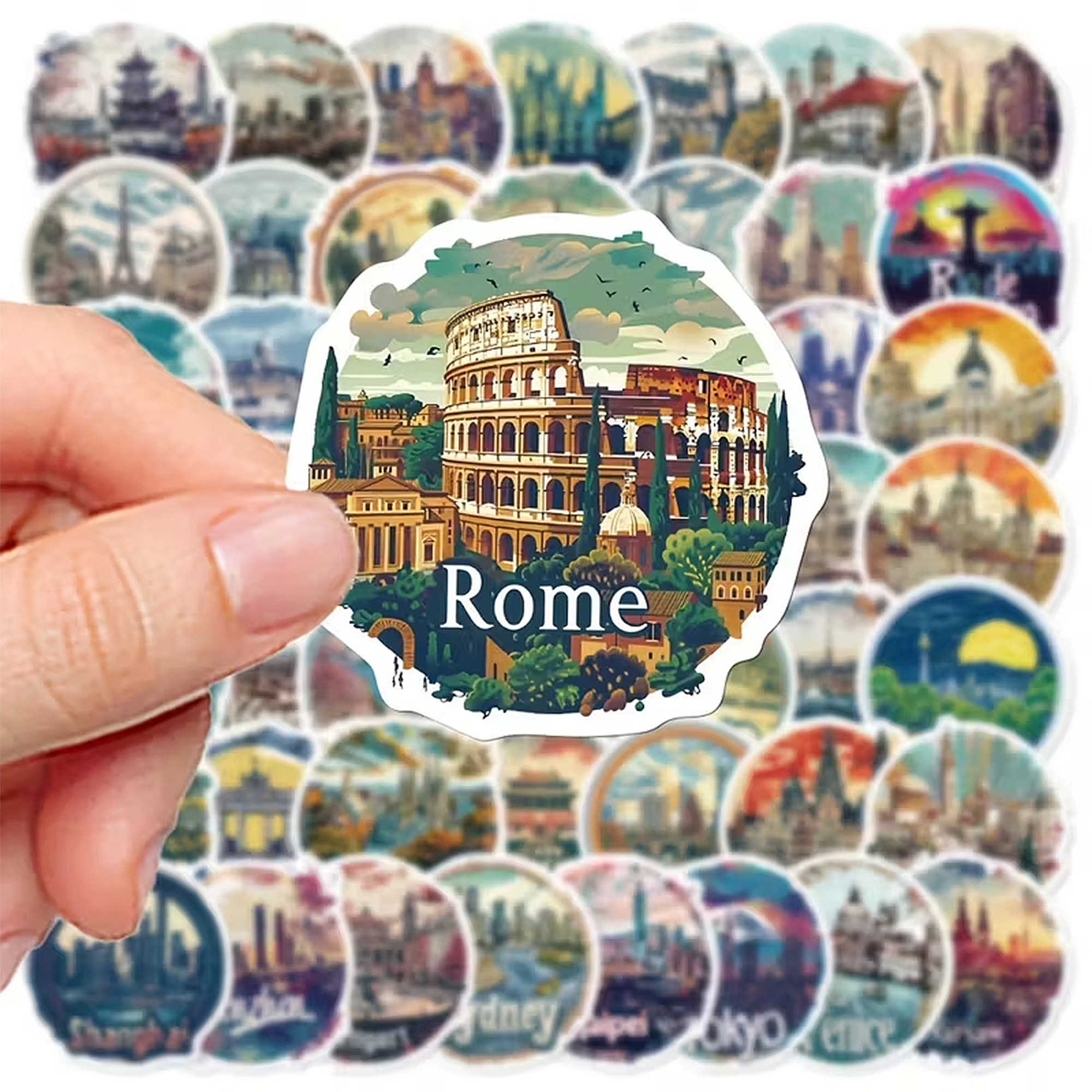 City Sticker Set – 50 ikonische Städte und Wahrzeichen als Vinyl-Sticker