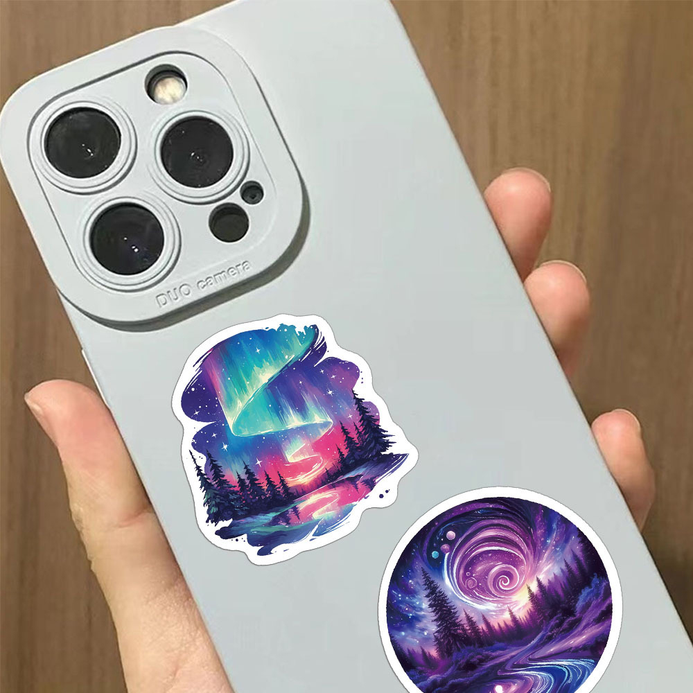 Polarlichter Sticker Set – 50 wasserfeste Vinyl Aufkleber mit Himmelsmotiven