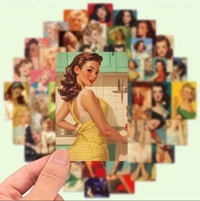 Retro Pin-up Sticker Set – 50 wasserfeste Vintage-Frauenmotive