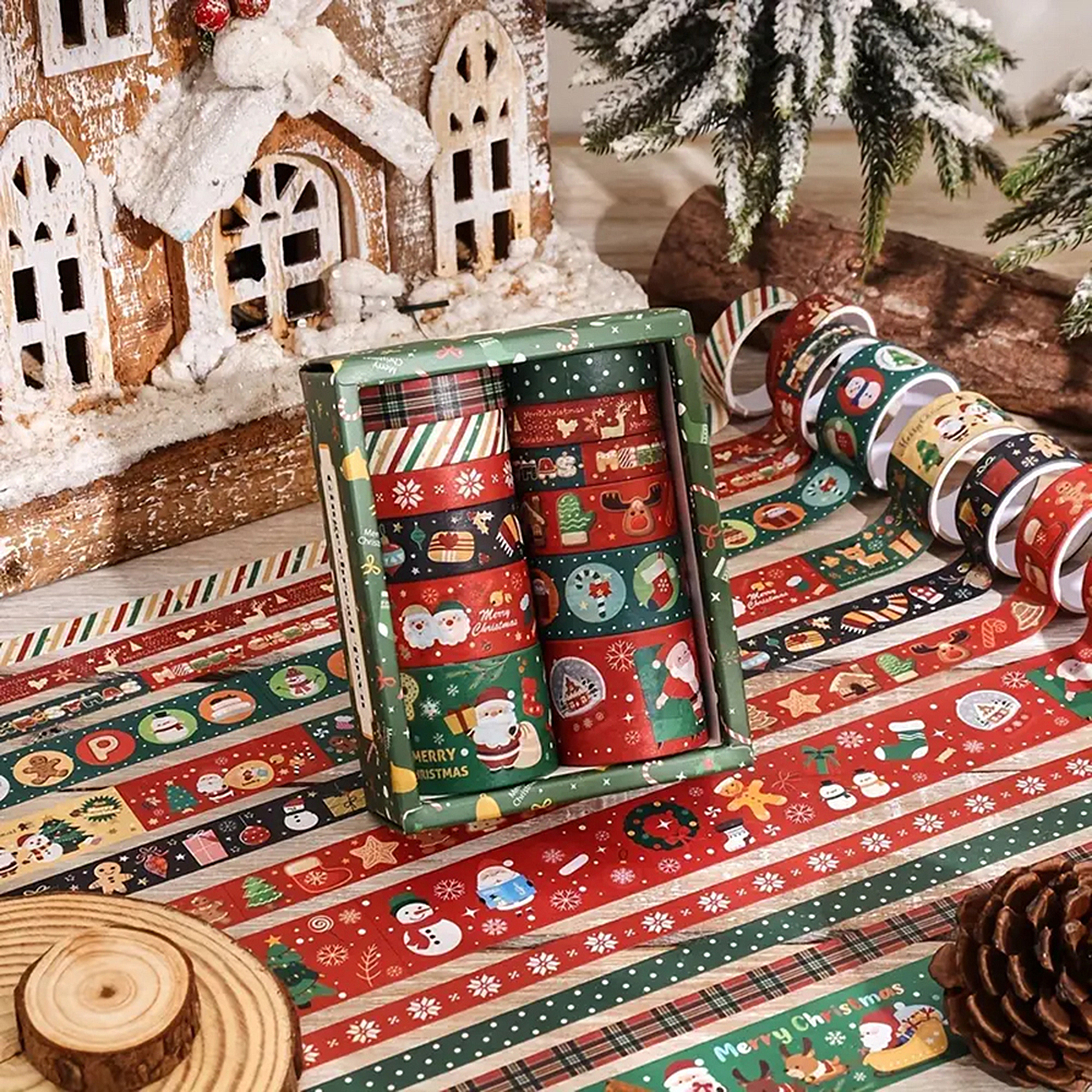 Weihnachts Washi Tape Set – 12 Rollen mit Winter- und Weihnachtsmotiven