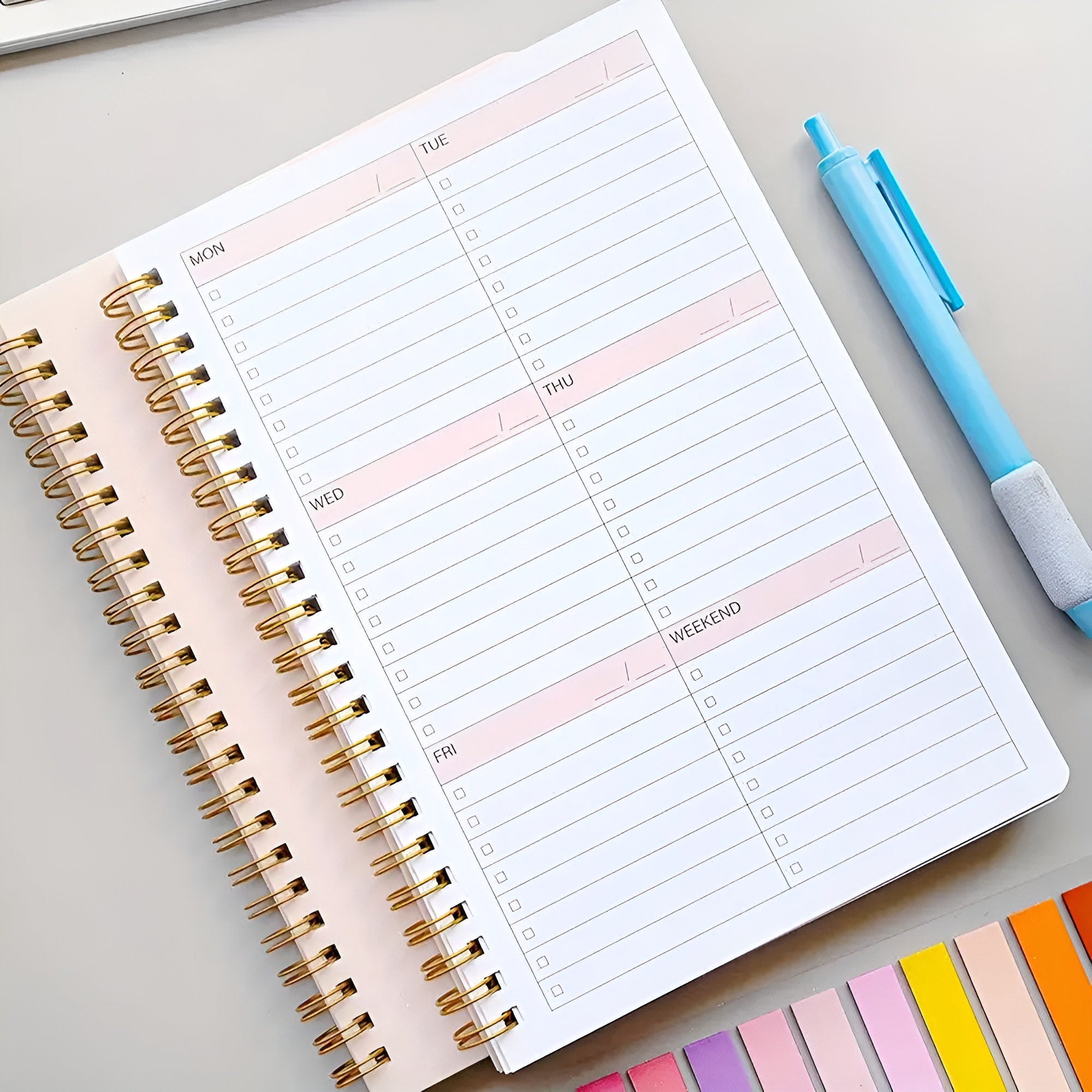 Wochenplaner A5 undatiert – 52 Blatt mit Stifthalter im minimalistischen Design