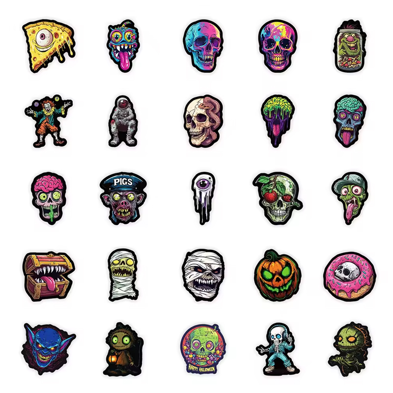 Halloween Horror Sticker Set – 50 wasserfeste Vinyl Graffiti Motive