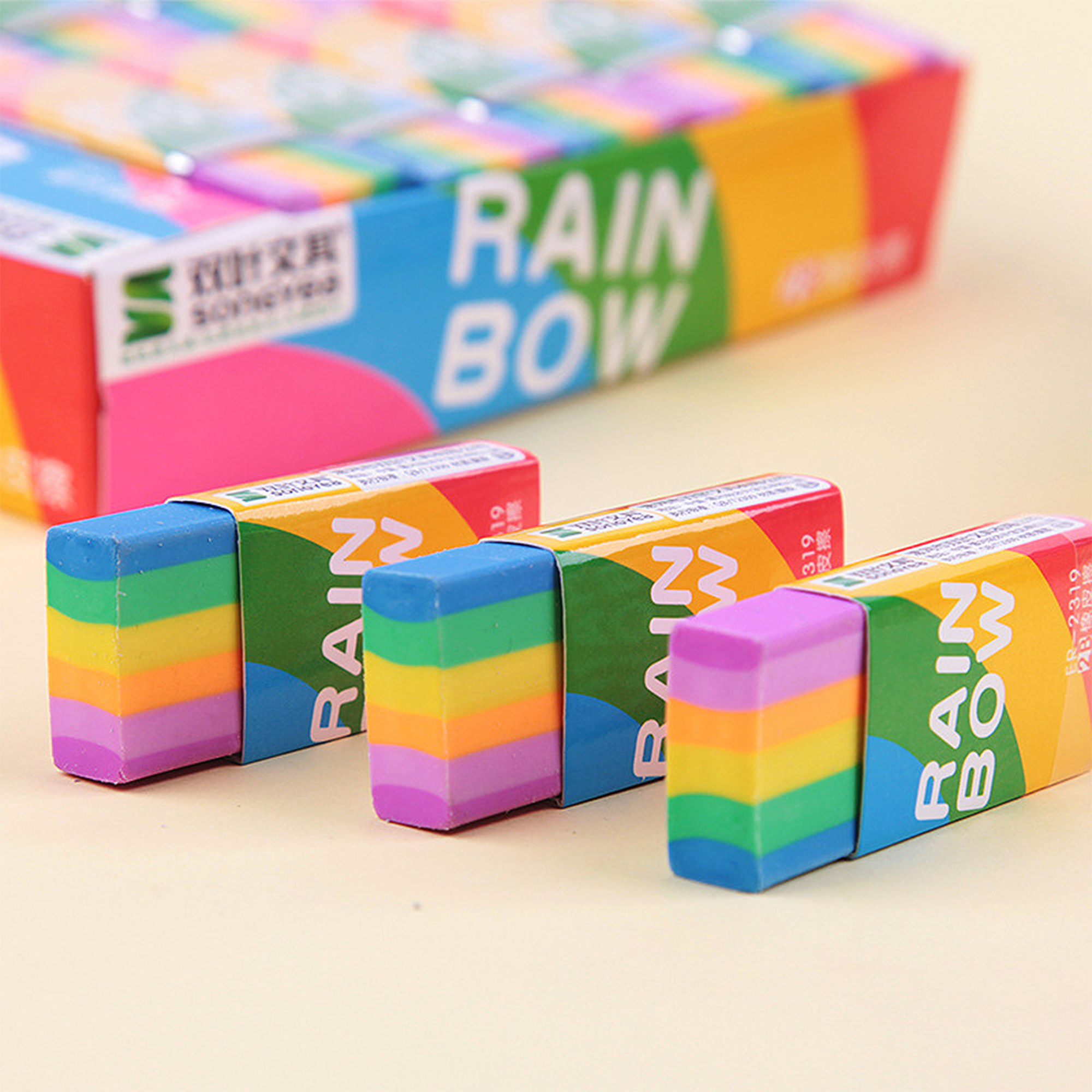 Regenbogen Radiergummi Set – Zwei Stück im farbenfrohen Design