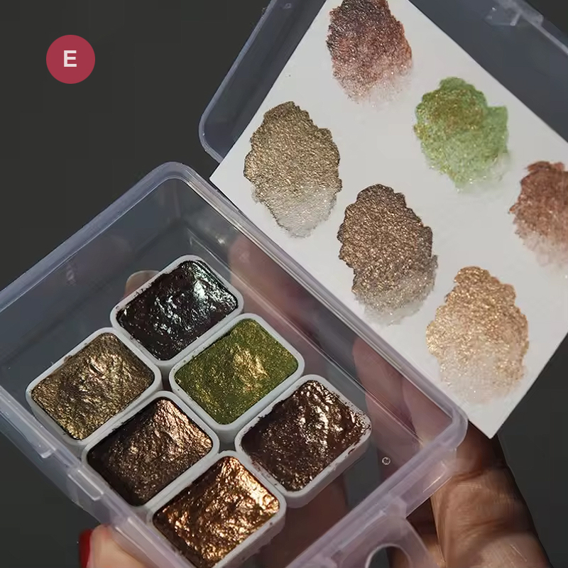 Metallische Wasserfarben Set – 6er-Set mit Glitzer- und Perlmuttschimmer