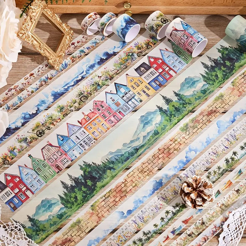 Washi Tape Set Reise Landschaft – 20 Rollen mit Papiermotiven