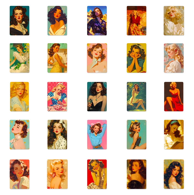 Retro Pin-up Sticker Set – 50 wasserfeste Vintage-Frauenmotive