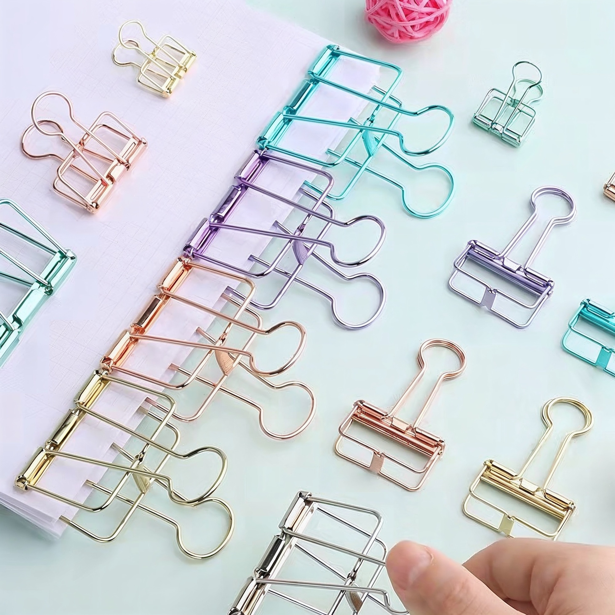 Binder Clip für Dokumente – 2 Stück, Metall, verschiedene Farben