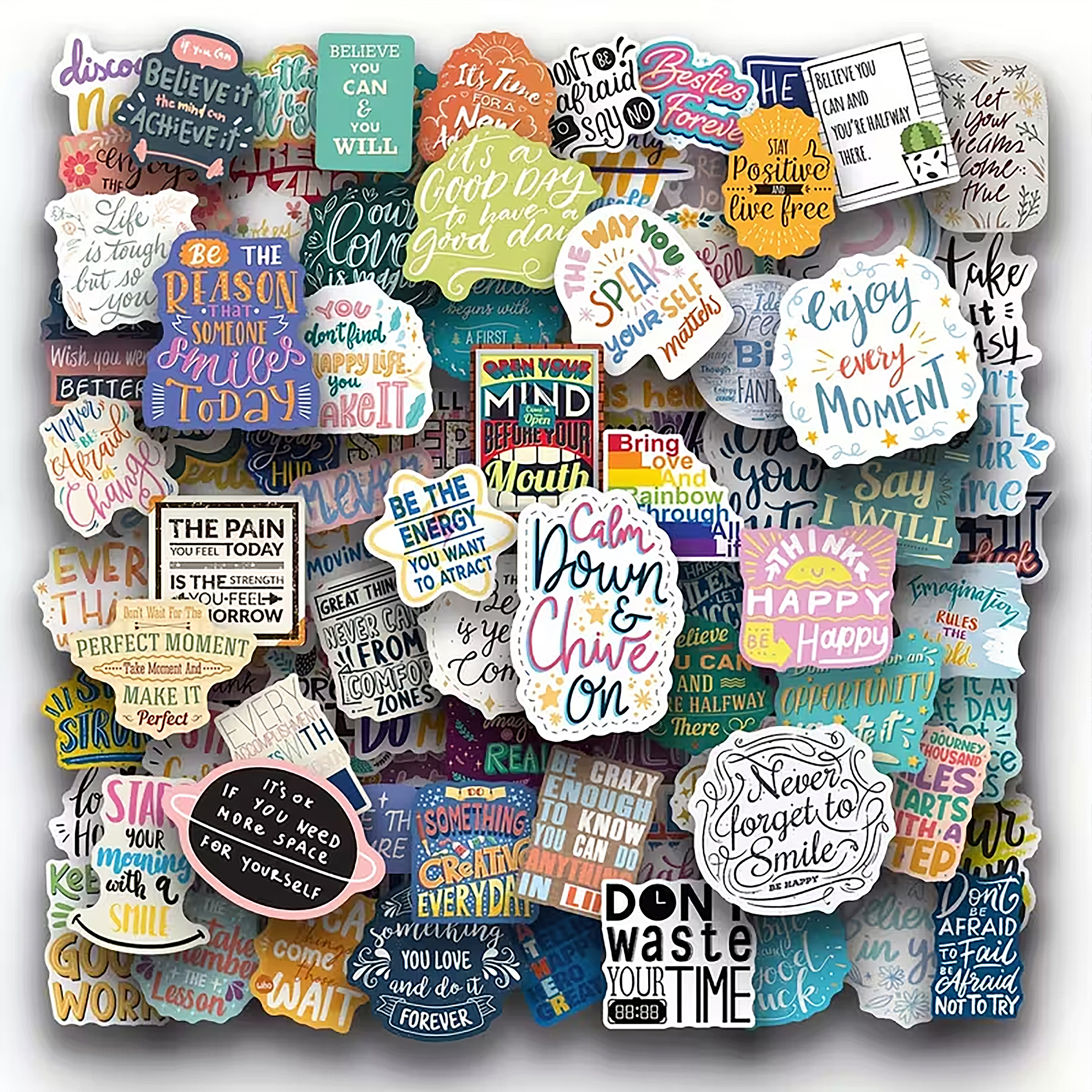 Motivierende Sprüche Sticker – 50-teiliges wasserfestes Vinyl Set